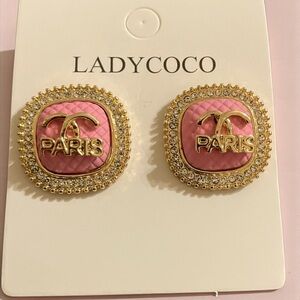 LADYCOCO Pink and Gold Paris Earrings. NWOT